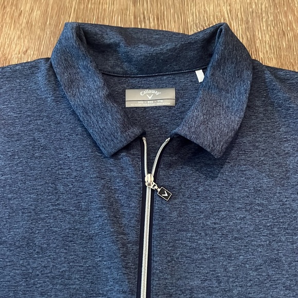 WMNS CALLAWAY QUARTER ZIP HEATHER BLUE SLEEVELESS GOLF POLO COLLARED SHIRT, XXL - Picture 4 of 8